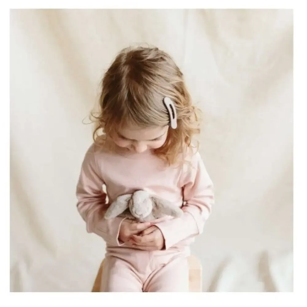 Goumi Kids Bamboo All Day Jogger Set Loungewear Pajamas Long Sleeve Pale Pink 4T